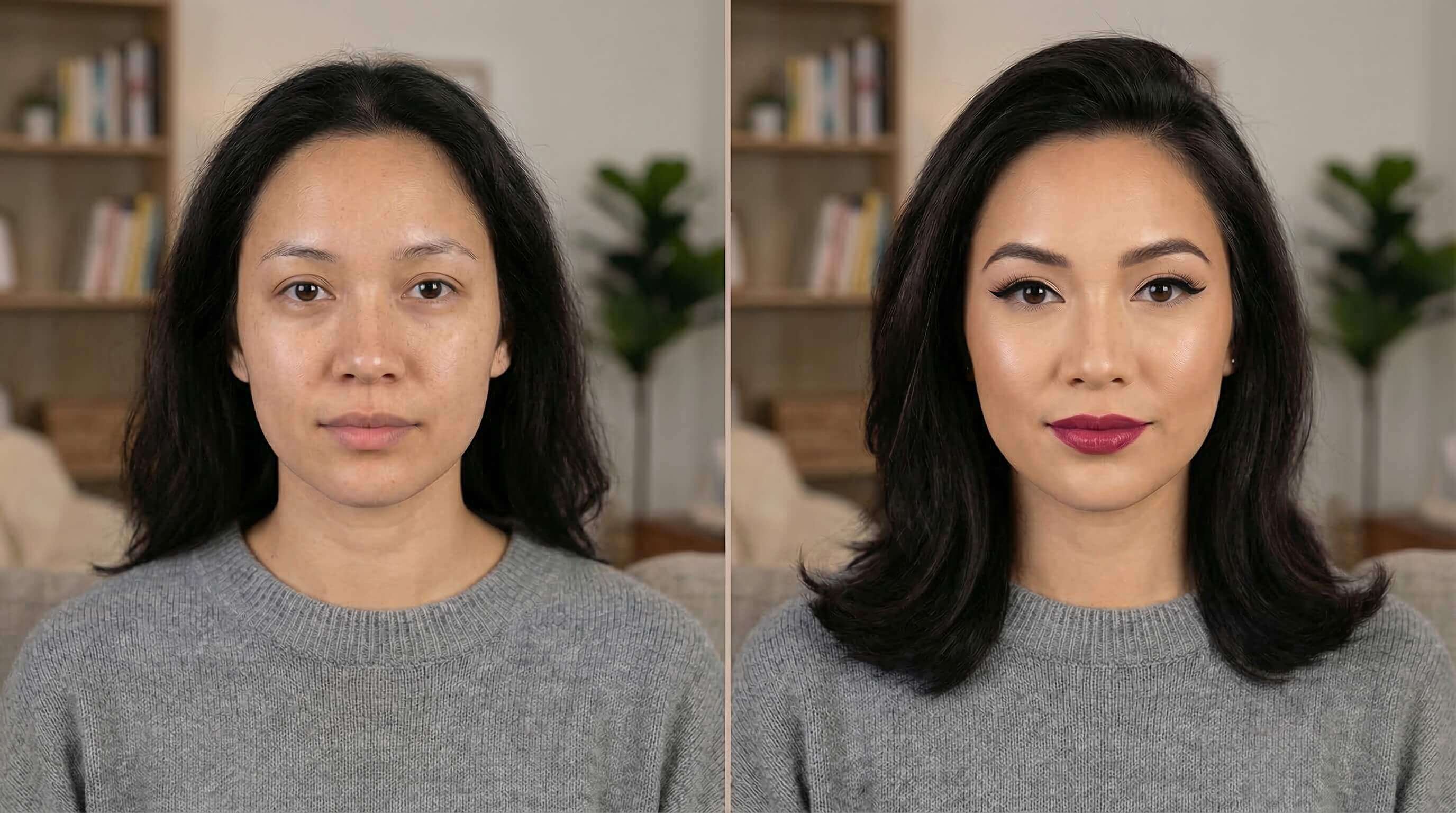 Сравнение до и после: естественная похожесть на себя в готовом результате