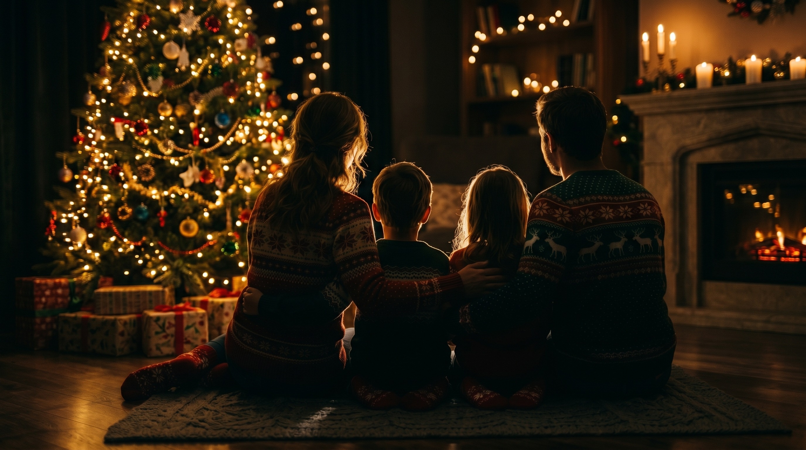 Крупный план семьи в осеннем парке на прогулке, семейная ИИ-фотосессия в золотой час