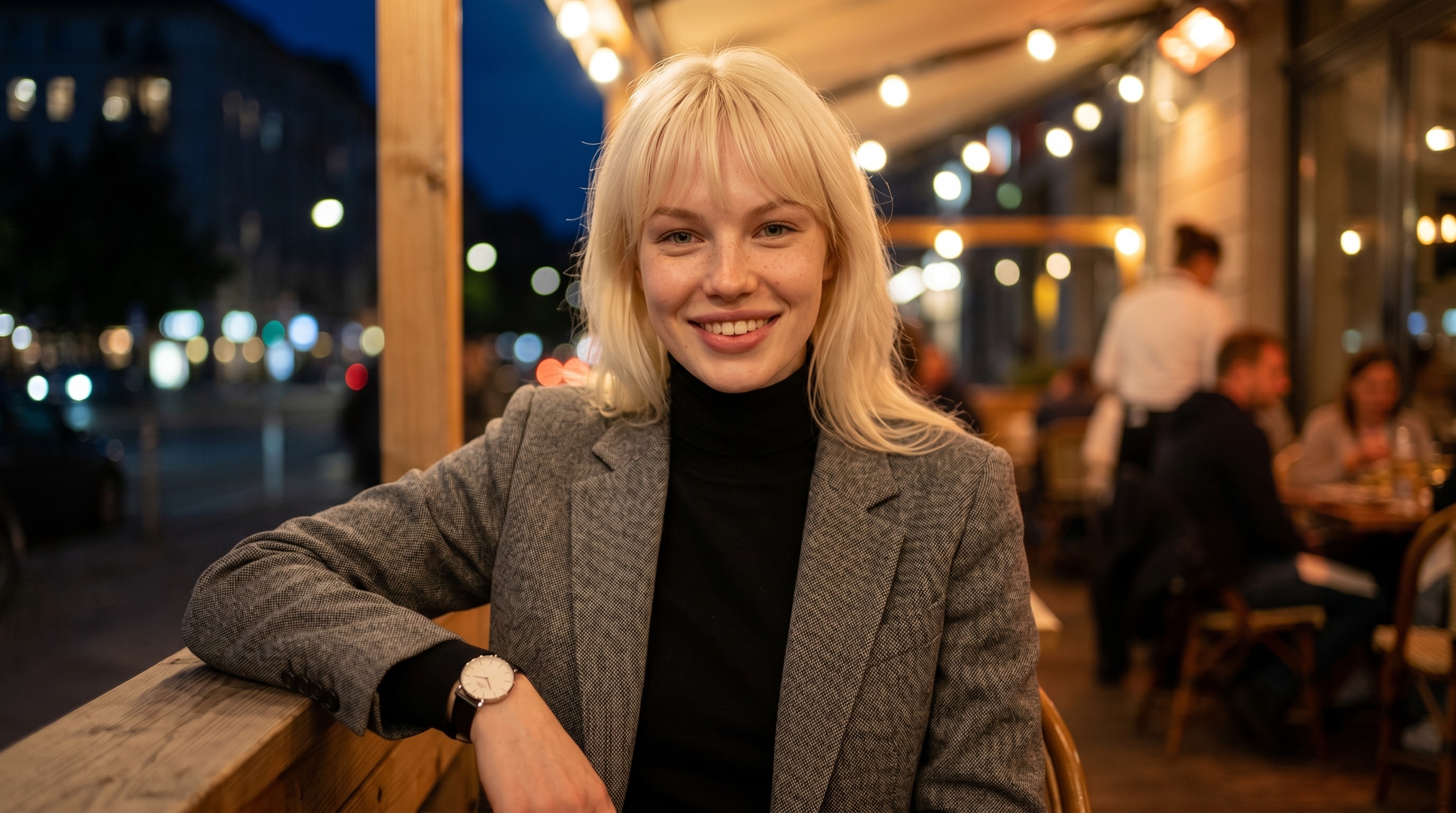 Вечерний портрет на террасе ресторана