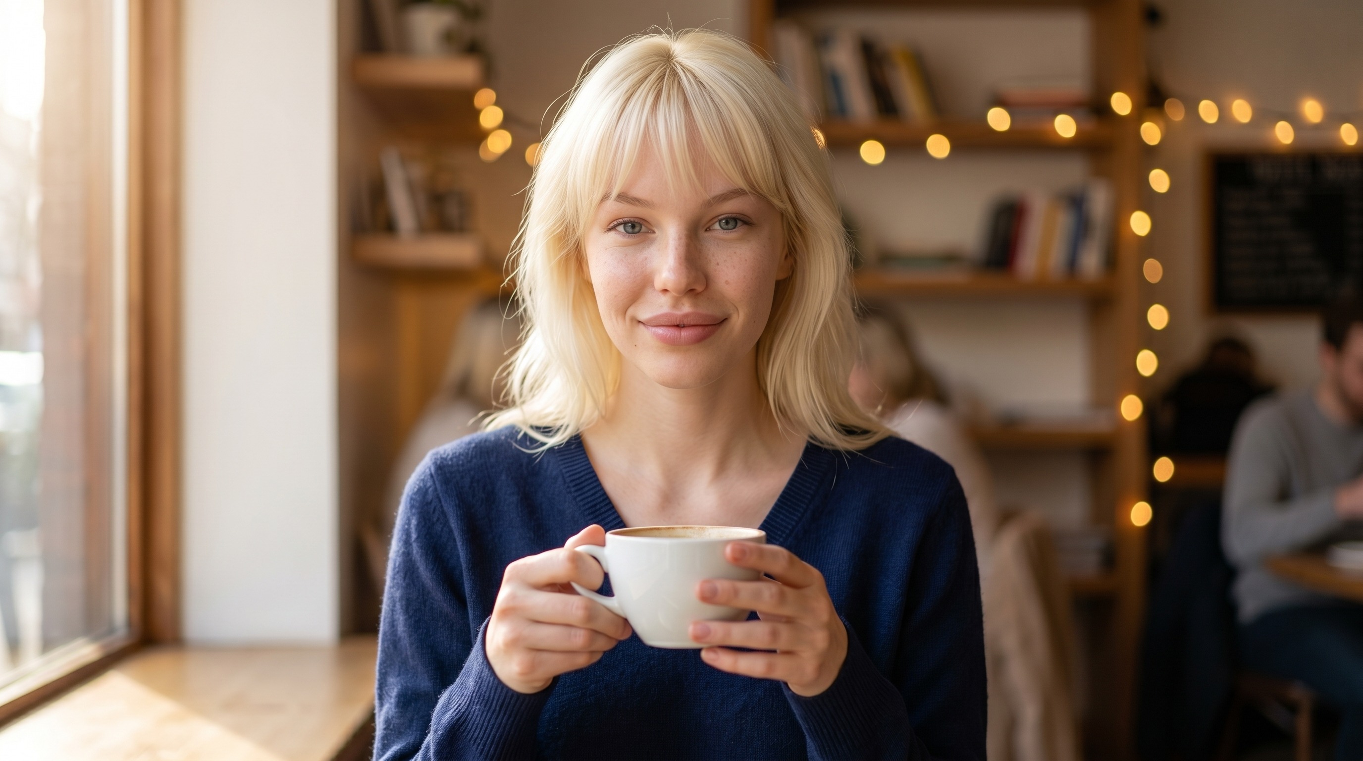 Портрет в кафе при мягком естественном свете