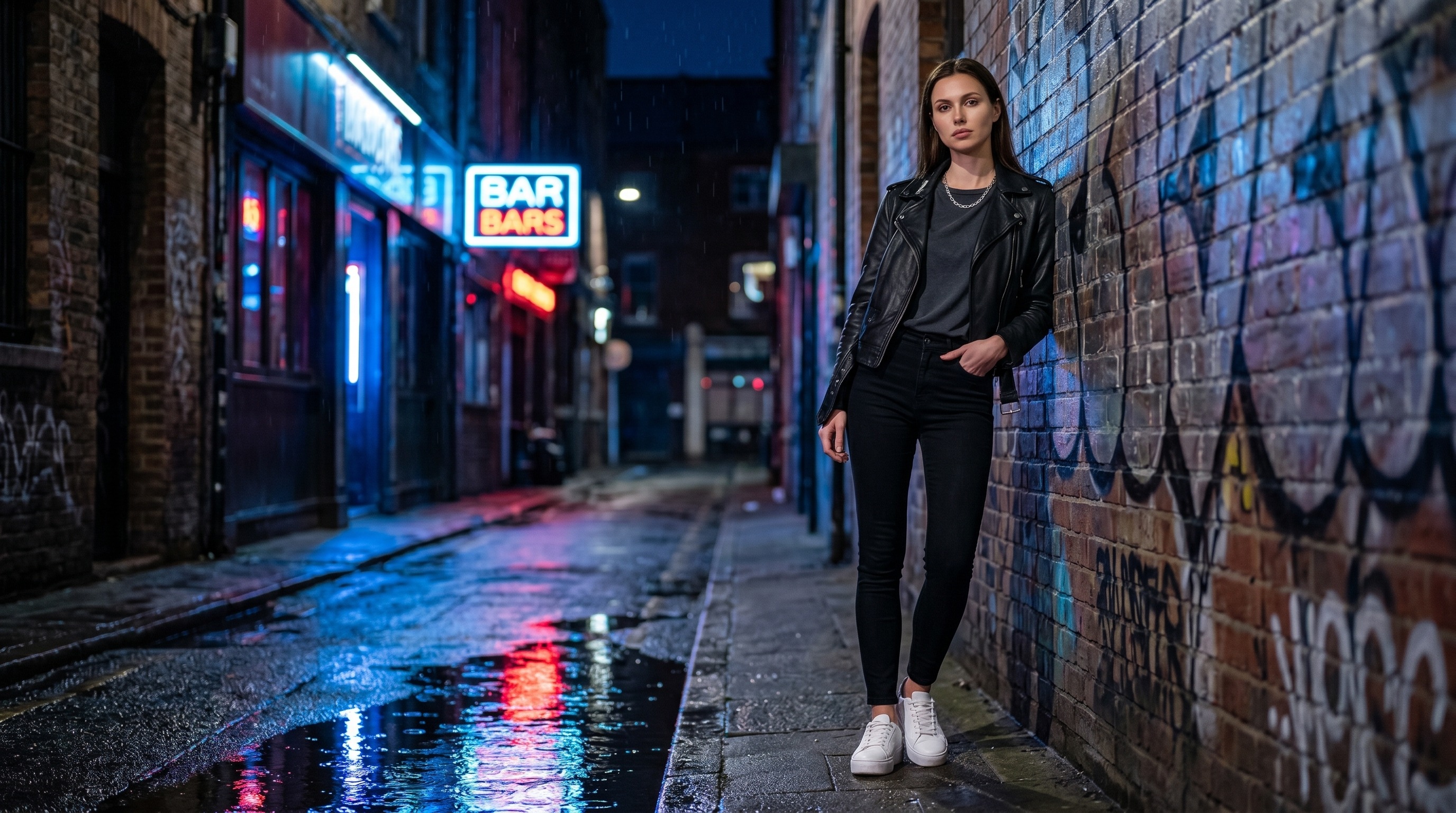 Брутальный мужской портрет в стиле street на фоне граффити