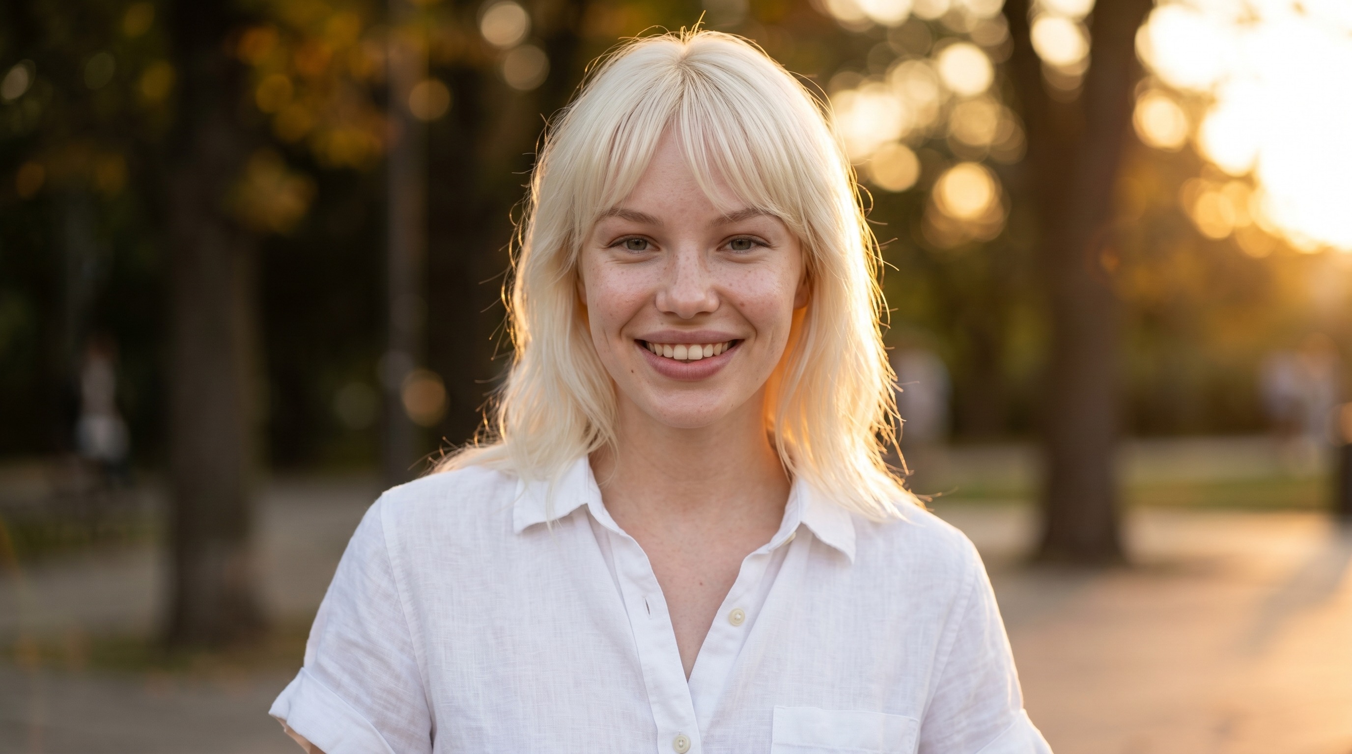 Портрет в парке на закате для профиля знакомств