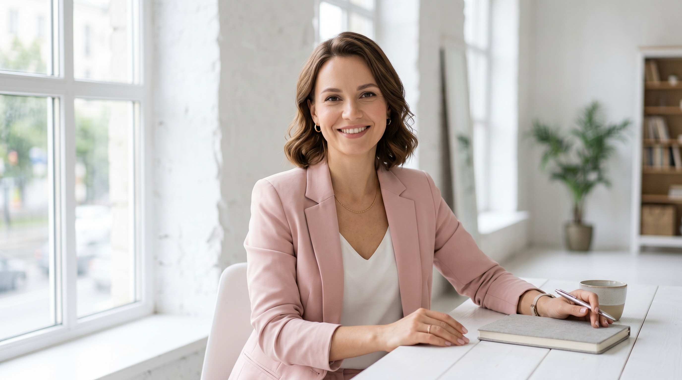 Элегантный деловой портрет женщины в светлой студии