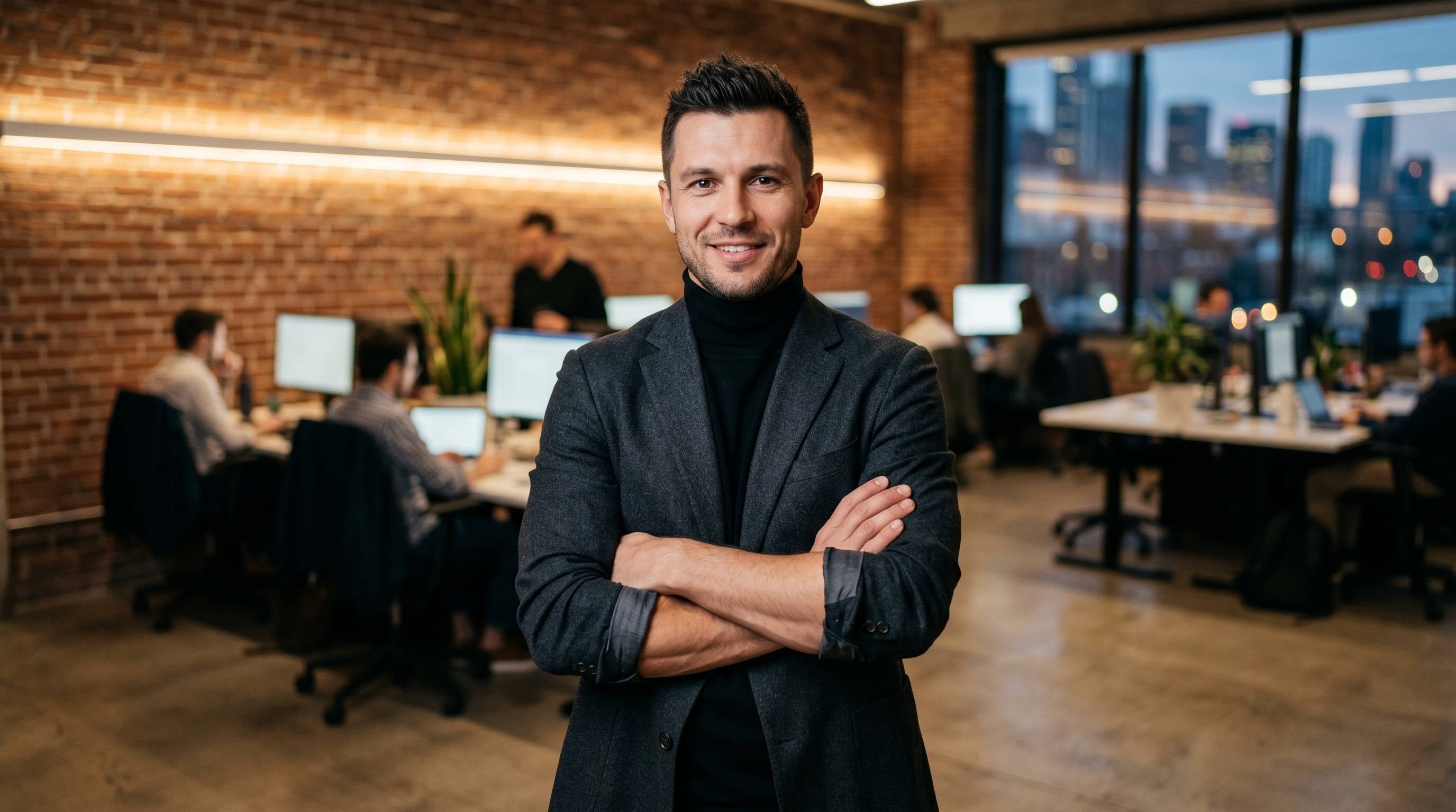 Основатель стартапа в современном офисе