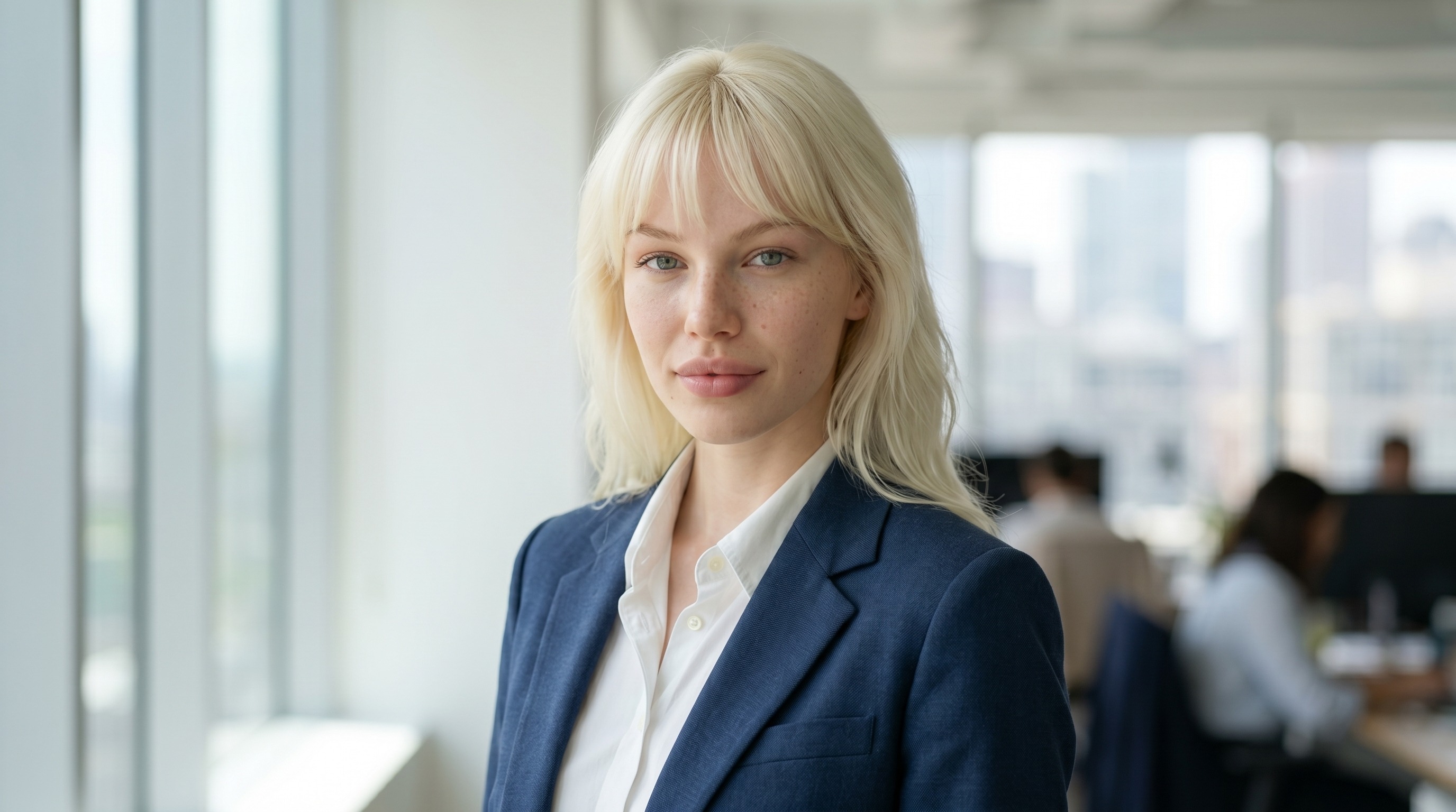 Деловой портрет в офисе с панорамными окнами